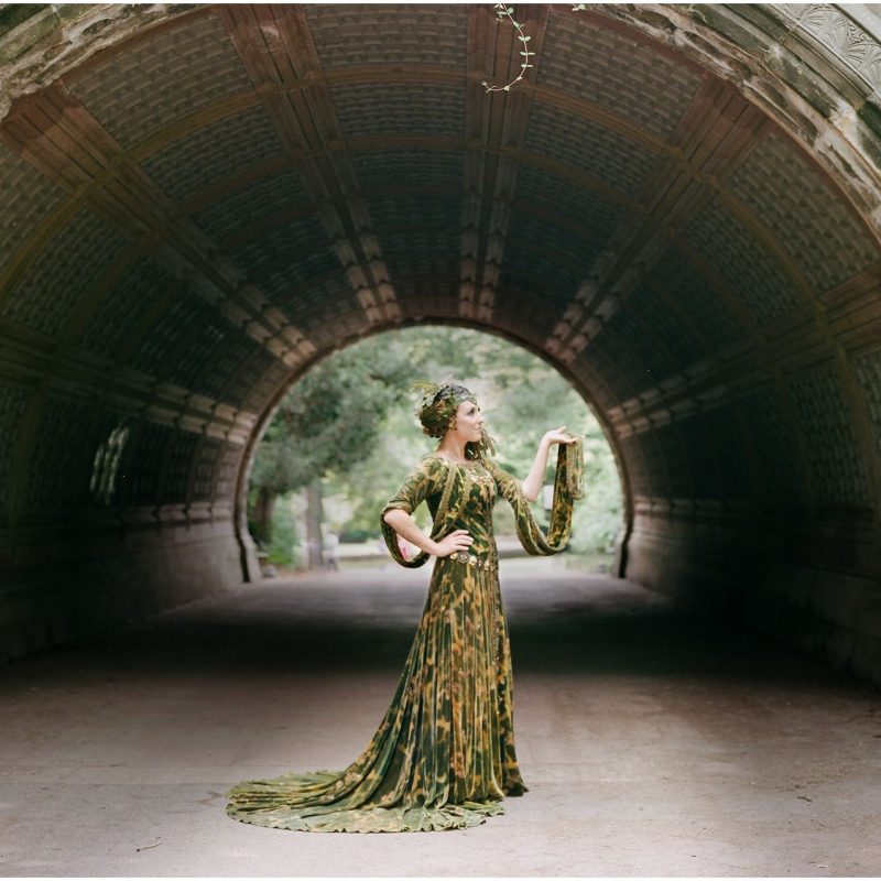 mom dressed up as nature goddess in prospect park