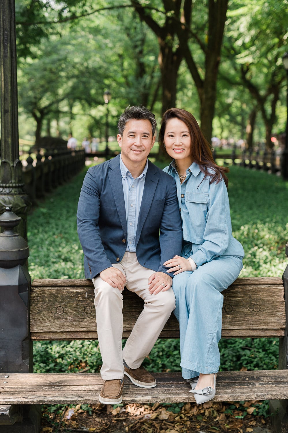 Close-up couple connection moment during Central Park photo session